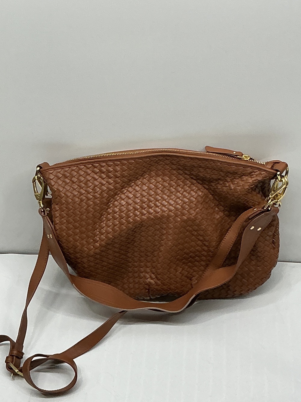 Leather Convertible Crescent Handwoven Shoulder Bag